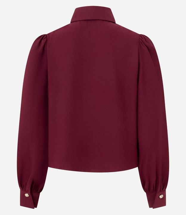 Camisa en Crepé con Botón Diferenciado y Manga Abullonada 7