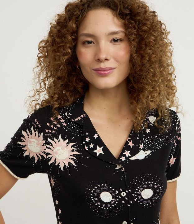 Pijama Short Doll Americano en Viscolycra con Estampa de Estrelas 2