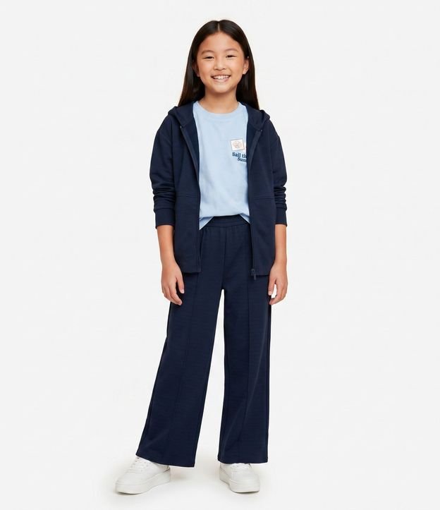 Pantalón Infantil Wide Leg en Algodón Liso Sin Felpa - Talle 5 A 14 años