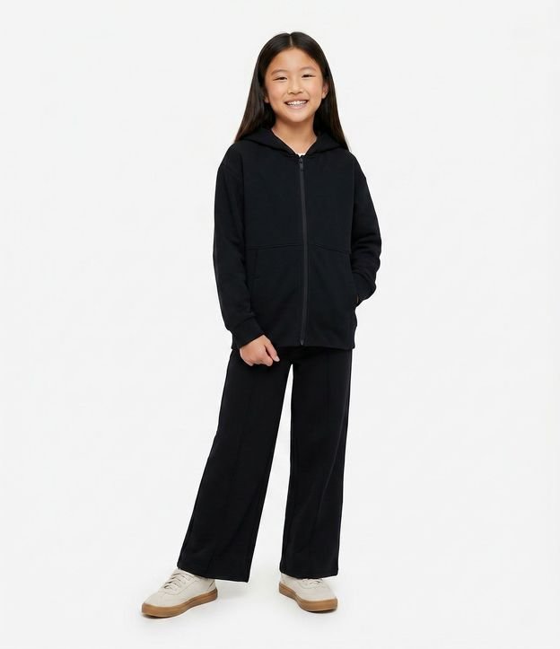 Pantalón Infantil Wide Leg en Algodón Liso Sin Felpa - Talle 5 A 14 años