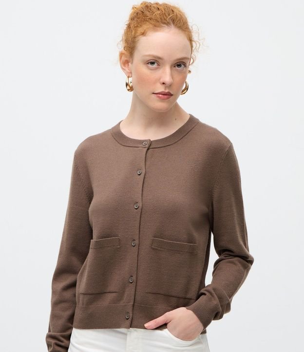 Cardigan en Punto con Cuello Redondo y Bolsillos Delanteros 3