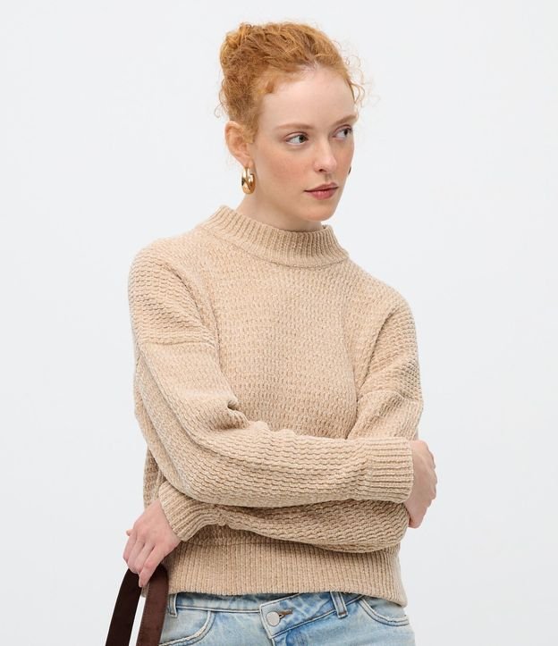 Suéter Oversized en Punto Texturizado con Cuello Alto