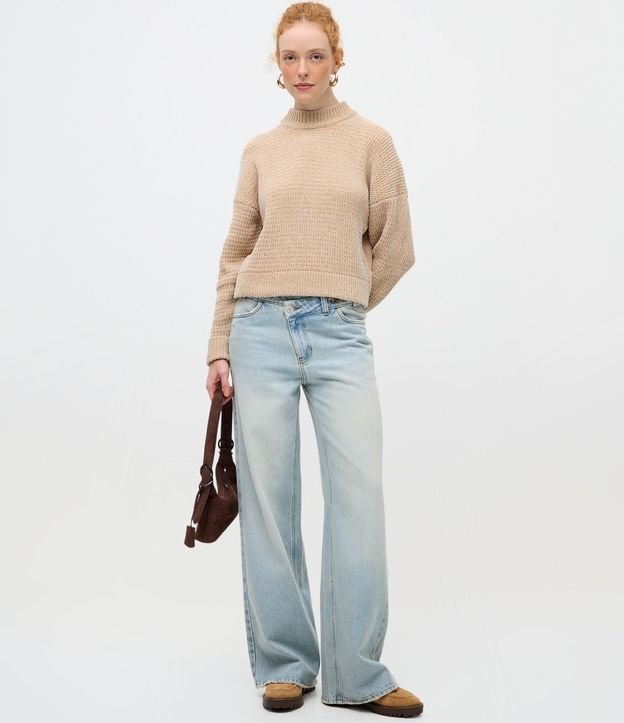 Suéter Oversized en Punto Texturizado con Cuello Alto 2