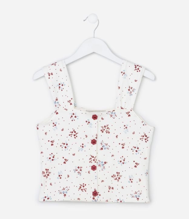 Top Infantil en Ana Ruga con Estampa Floral - Talle 7 a 14 años