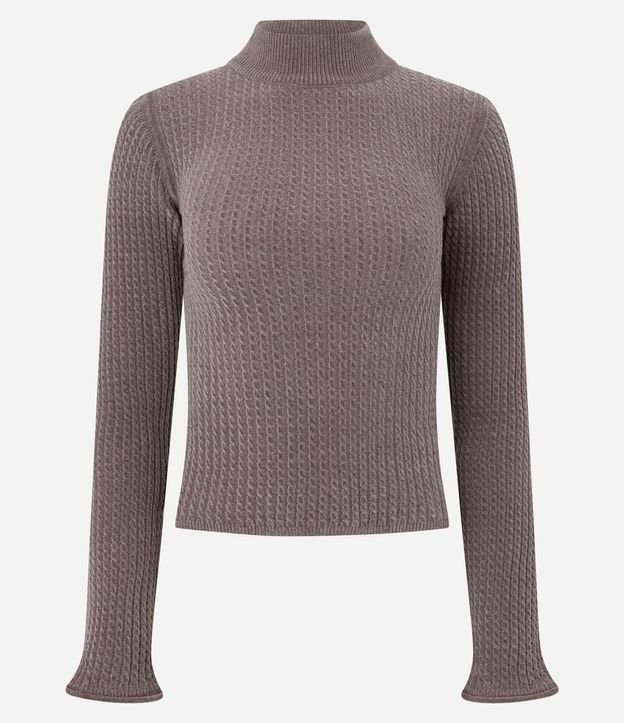 Blusa Slim Texturizada con Cuello Alto y Manga Larga 5