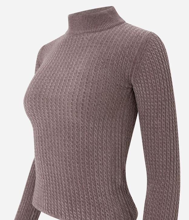 Blusa Slim Texturizada con Cuello Alto y Manga Larga 6