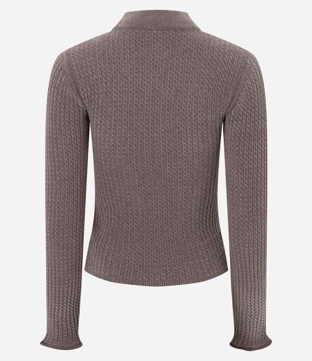 Blusa Slim Texturizada con Cuello Alto y Manga Larga 7