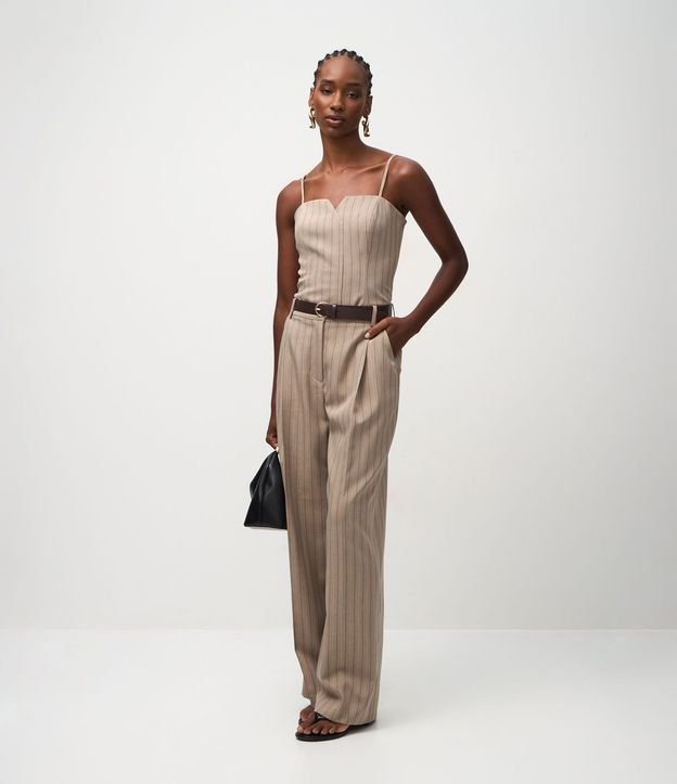 Pantalón Wide Leg en Sastrería con Cinturón en PU