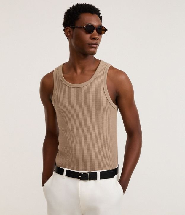 Musculosa Regular en Flamê con Textura