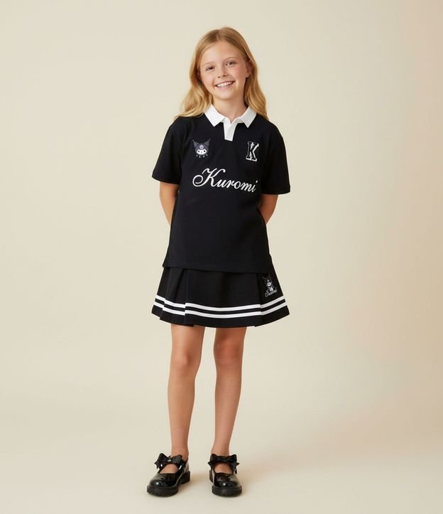 Remera Infantil Polo Relaxed Kuromi - Tam  5 a 14 años