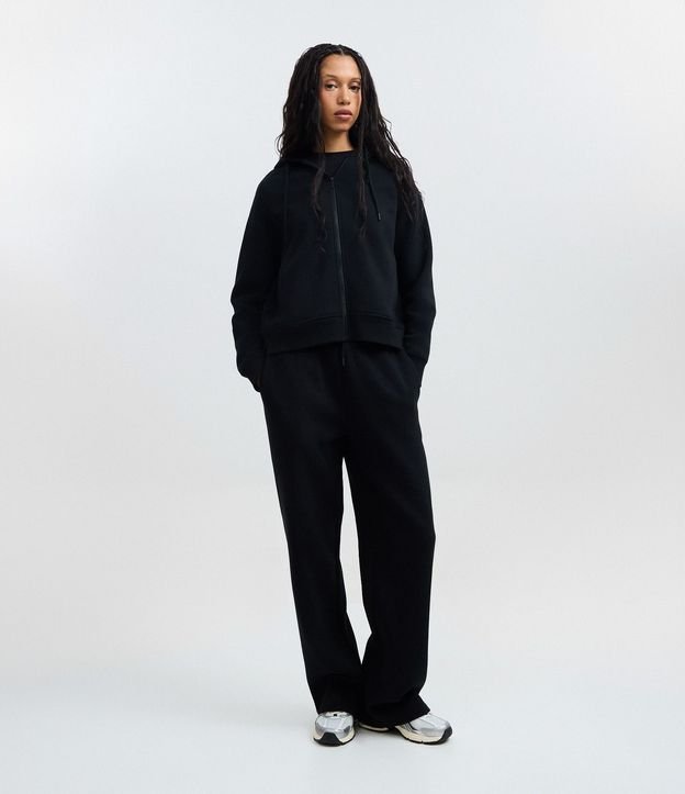 Pantalón Recto en Algodón con Felpa y Cintura Ajustable