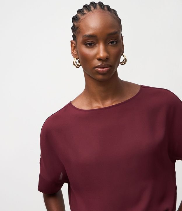 Blusa Manga Corta en Chiffon con Cuello Redondo 5