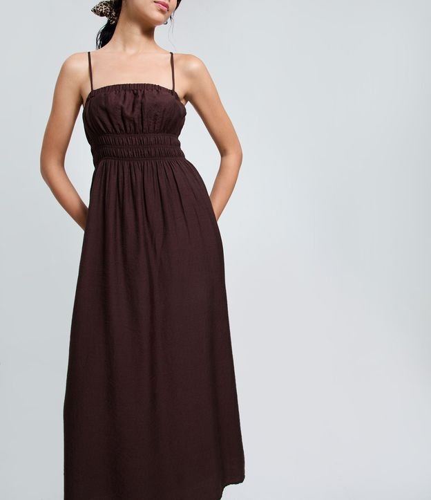 Vestido Midi con Breteles Finos y Lastex en la Cintura 2