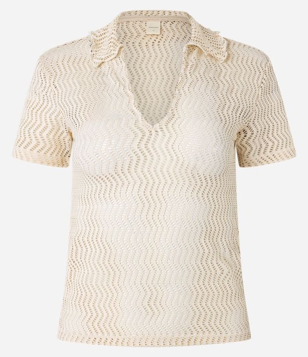 Blusa Slim con Efecto Macramé y Cuello Polo 5