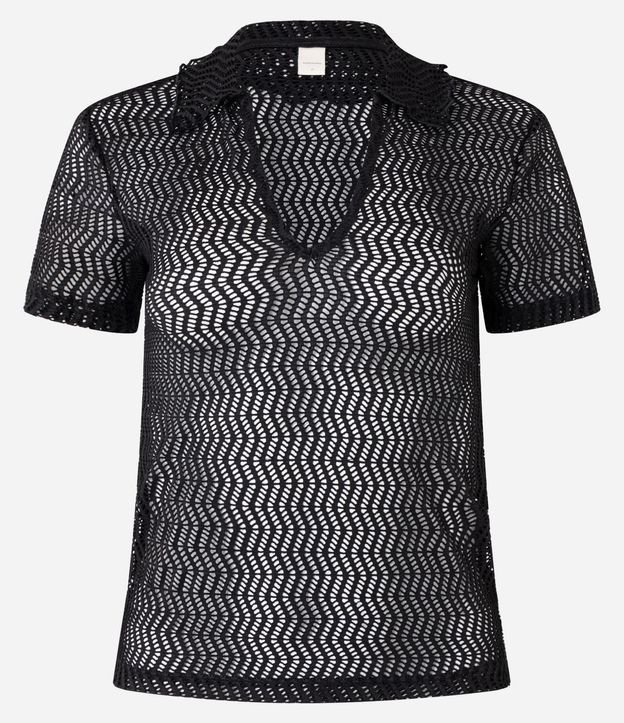 Blusa Slim con Efecto Macramé y Cuello Polo 6