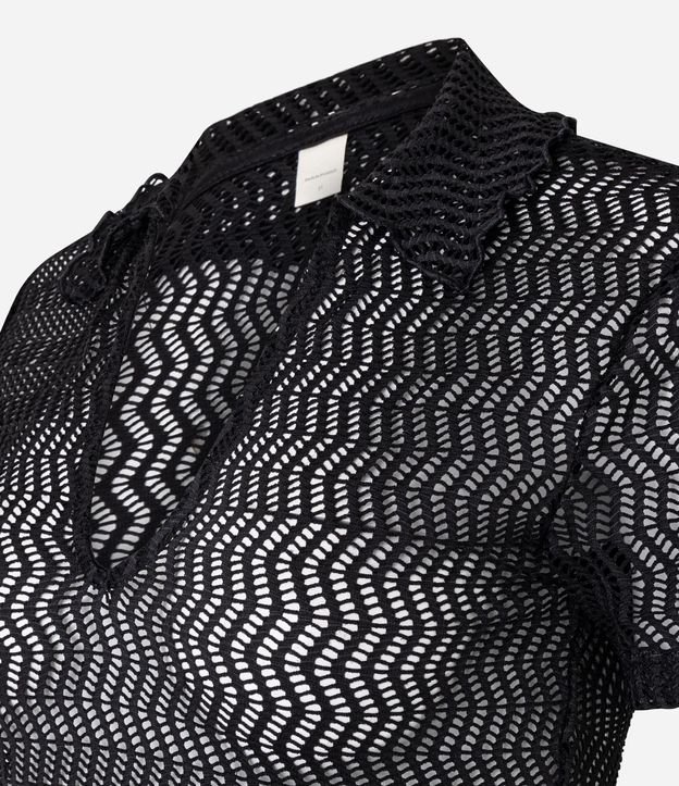 Blusa Slim con Efecto Macramé y Cuello Polo 7