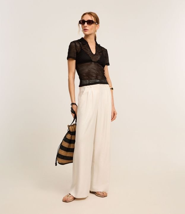 Blusa Slim con Efecto Macramé y Cuello Polo 3