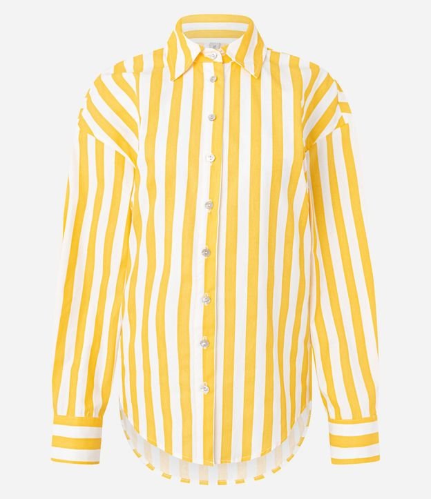 Camisa Alargada en Tricolina con Rayas Verticales