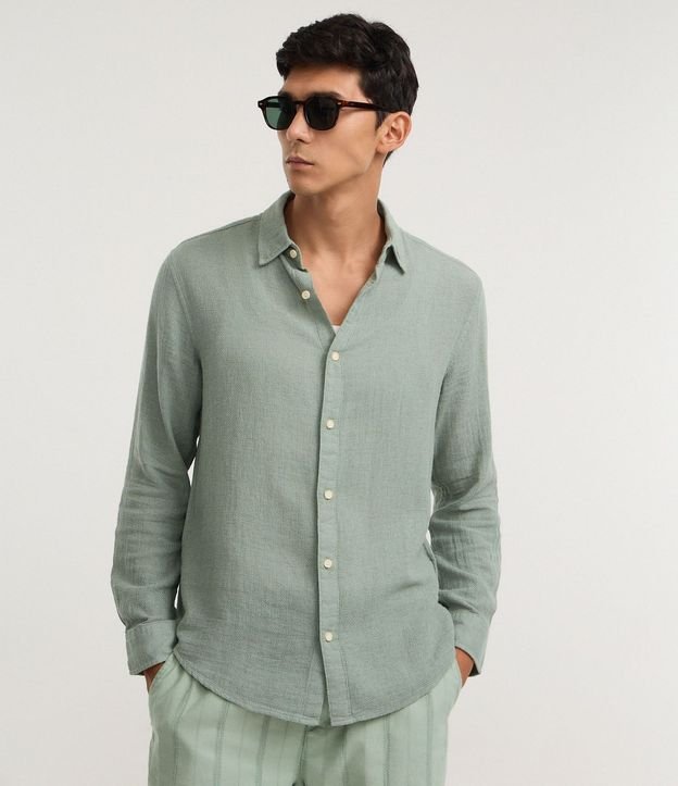 Camisa Comfort en Algodón Padron Melange Texturizado 1