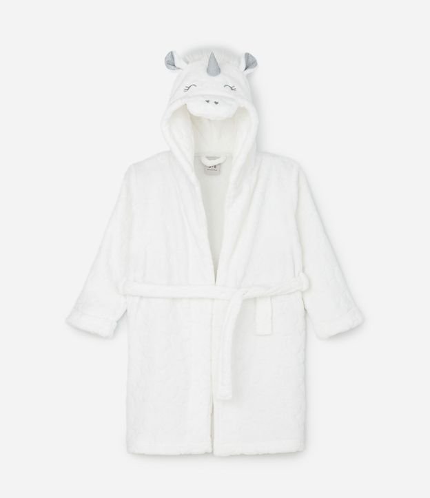 Bata de Baño Infantil con Relieve y Capucha Unicórnio – Talle 3 a 16 años