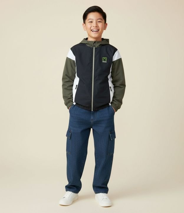 Campera Infantil Rompe Viento con Estampa Minecraft – Talle 5 a 14 años 1