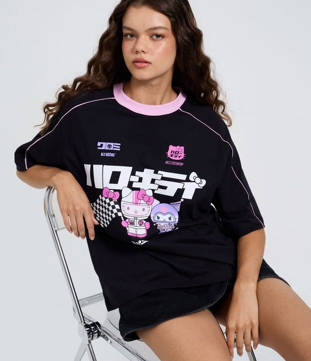 Remera en Algodón con Estampa Racing de Hello Kitty y Kuromi 1