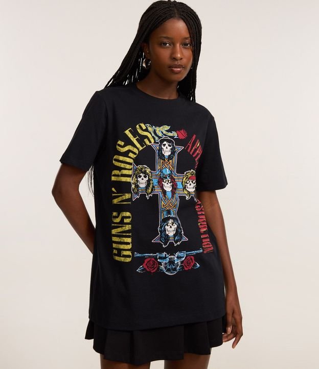 Remera en Algodón con Estampa Guns'n'Roses Frente y Espalda