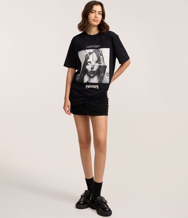 Remera en Algodón con Estampado y Lettering Lady Gaga 2