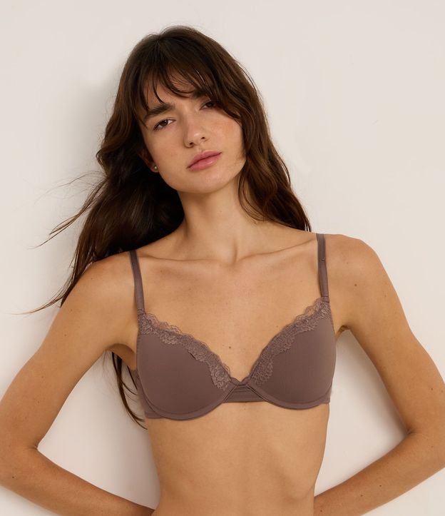 Soutien Push Up con Copa en Microfibra con Detalles en Encaje