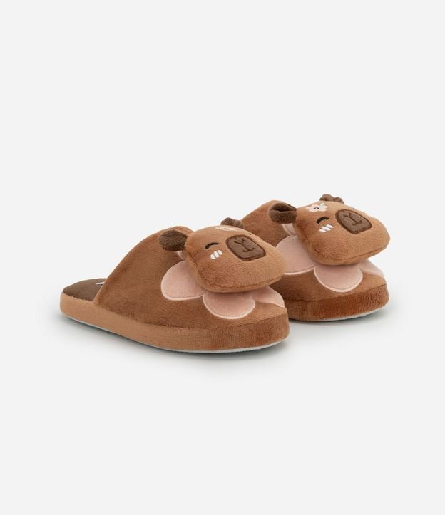 Pantufla Infantil Fleece con Carpincho Divertido Aplicado – Talle 29 a 36