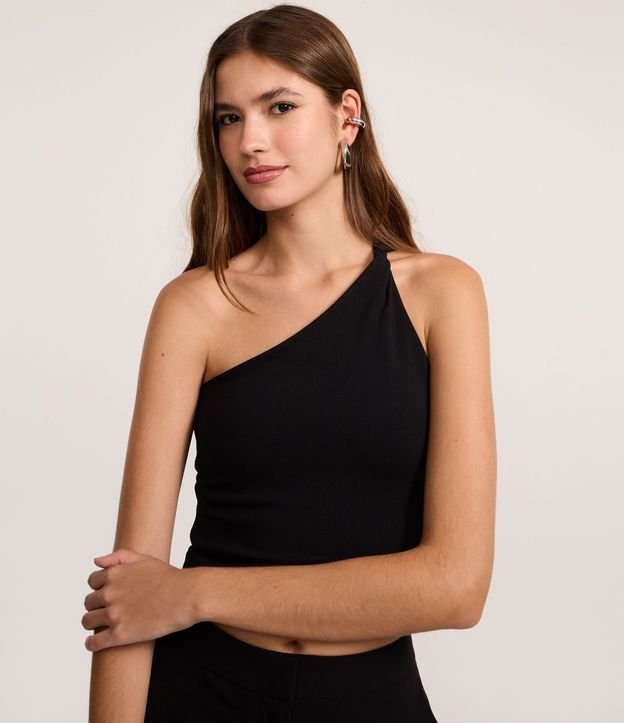 Blusa Hombro Único en Punto Roma con Detalle Torcido 3