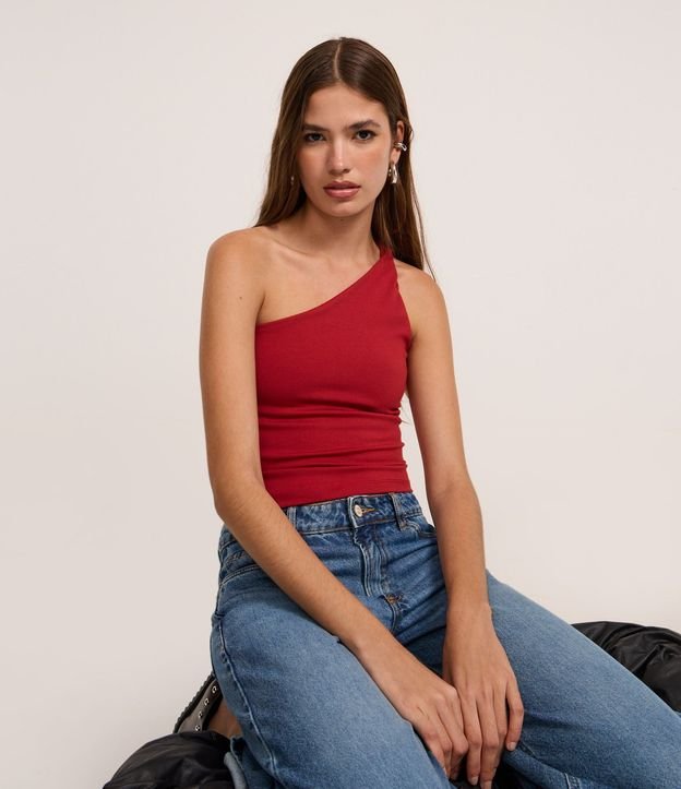 Blusa Hombro Único en Punto Roma con Detalle Torcido