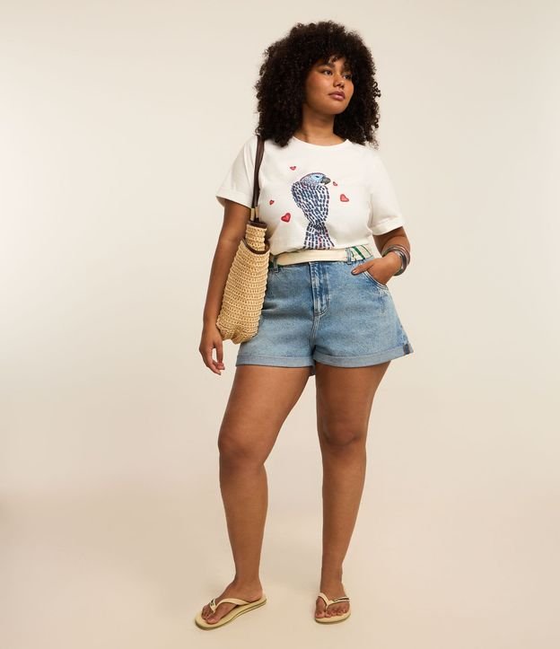 Short Mom en Jeans con Recorte y Bajo Plegado Curve & Plus Size