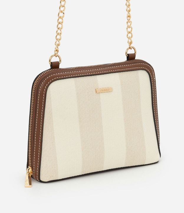 Bolsillo Transversal Pequeña con Estampa Rayada y Asa de Cadena