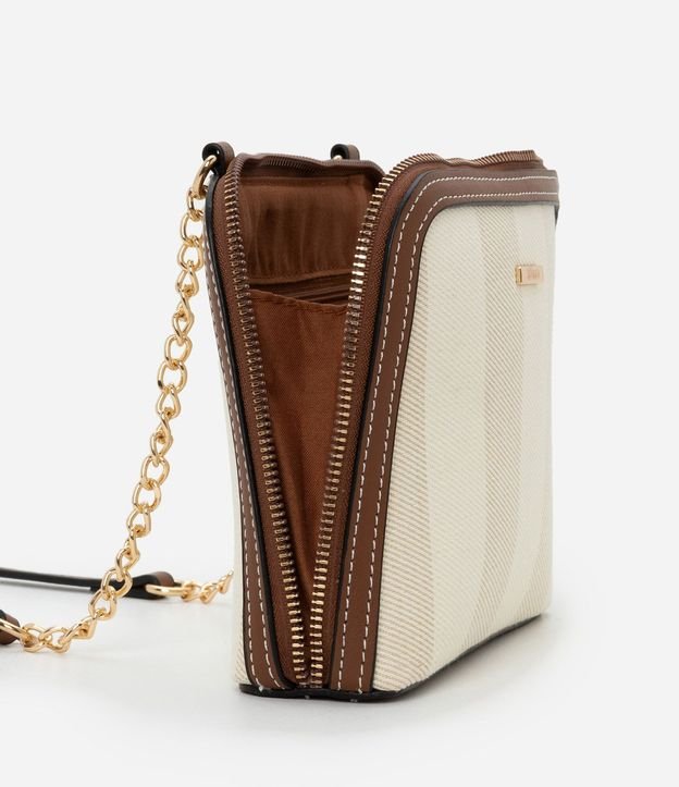 Bolsillo Transversal Pequeña con Estampa Rayada y Asa de Cadena 7