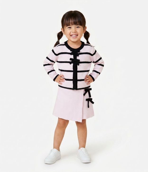 Short pollera Infantil con Moñitas Aplicados – Talle 1 a 5/6 años
