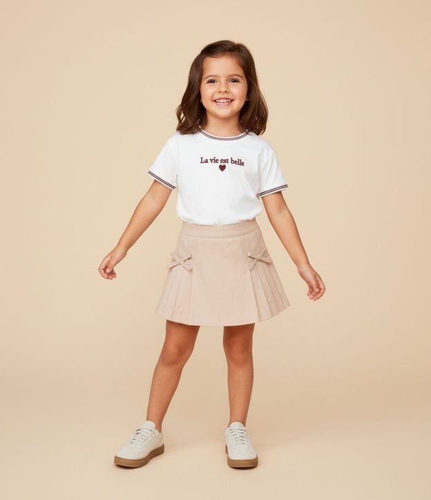 Short Pollera Infantil en Algodón con Pliegues y Moñitas – Talle 1 a 6 años