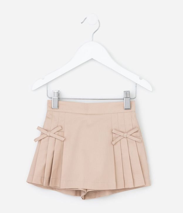 Short Pollera Infantil en Algodón con Pliegues y Moñitas – Talle 1 a 6 años