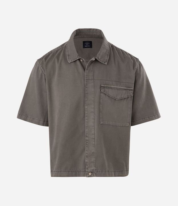 Camisa Overboxy en Sarga con Bolsillo Sobre Delantero 4