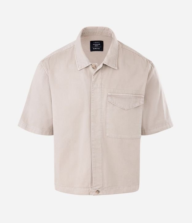 Camisa Overboxy en Sarga con Bolsillo Sobre Delantero 4