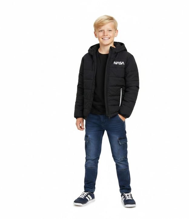 Campera Infantil Nasa con Capucha y Lettering Reflectante – Talle 5 a 14 años 1