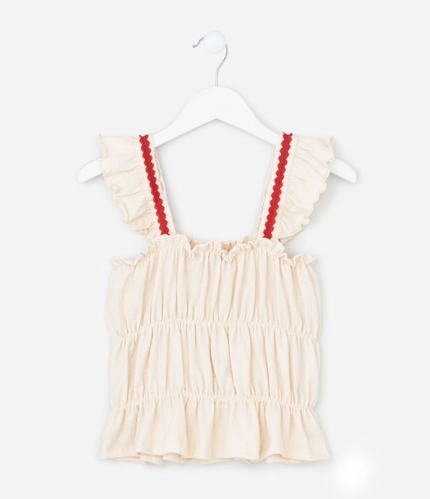 Blusa Infantil en Anarruga con Aplicación de Sianinha, Volados y Texturizada - Talle 7 a 14 Años 4