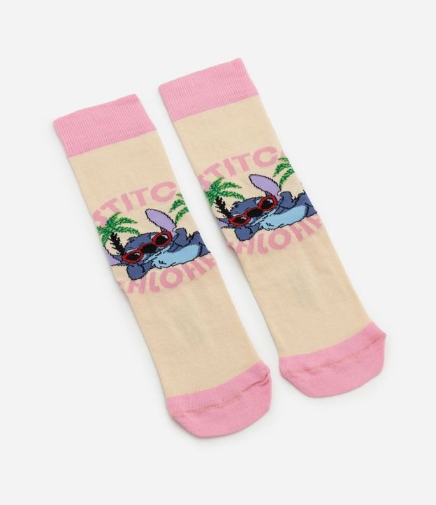 Media Caña Larga en Algodón con Estampa Stitch Playero Aloha 1