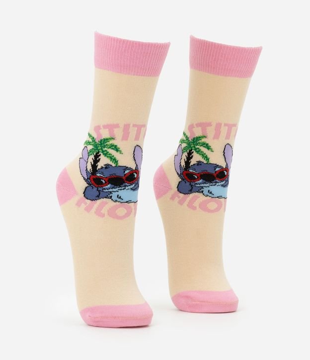 Media Caña Larga en Algodón con Estampa Stitch Playero Aloha 3