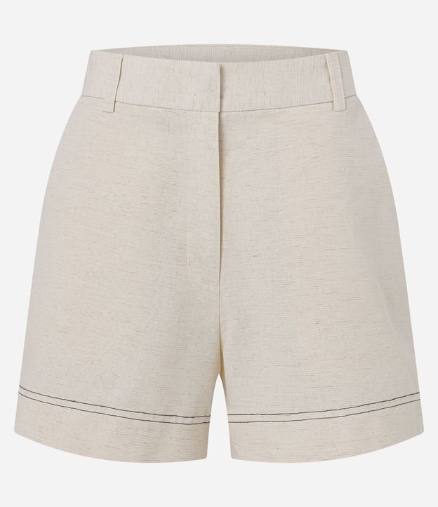 Short en Algodón con Lino con Pespontos Contrastates 5