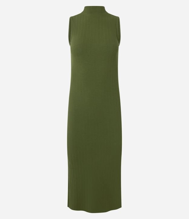 Vestido Midi Canelado en Rib con Cuello Alto 9