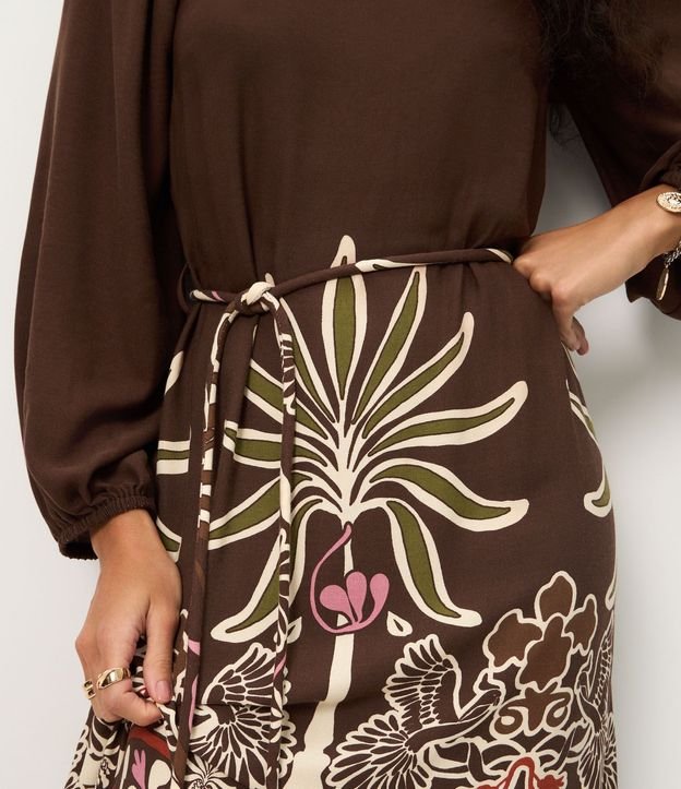 Vestido Midi en Viscosa con Estampa de Follaje 3