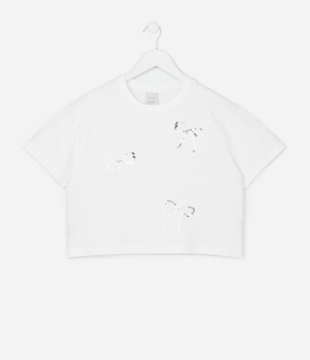 Remera Infantil Regular con Bordado de Lazos - Talle 5 a 14 años