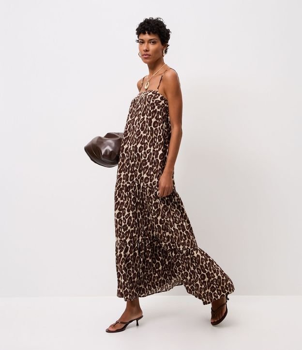 Vestido Evasê Midi de Asa en Viscosa con Estampa Leopardo 2