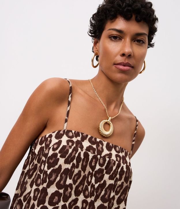 Vestido Evasê Midi de Asa en Viscosa con Estampa Leopardo 4